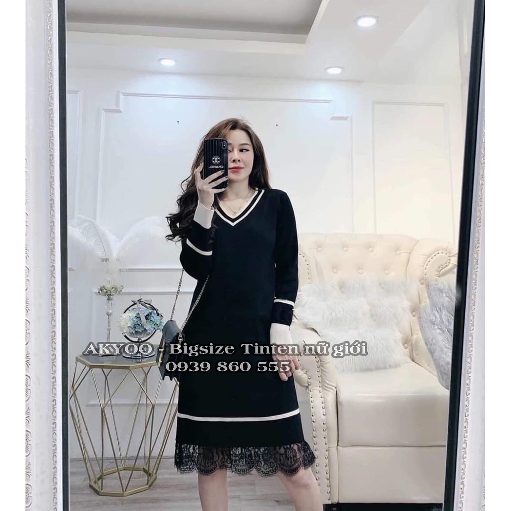 [Free ship] Đầm dự tiệc bigsize (chất len ,chân phối ren) 50-85kg | BigBuy360 - bigbuy360.vn
