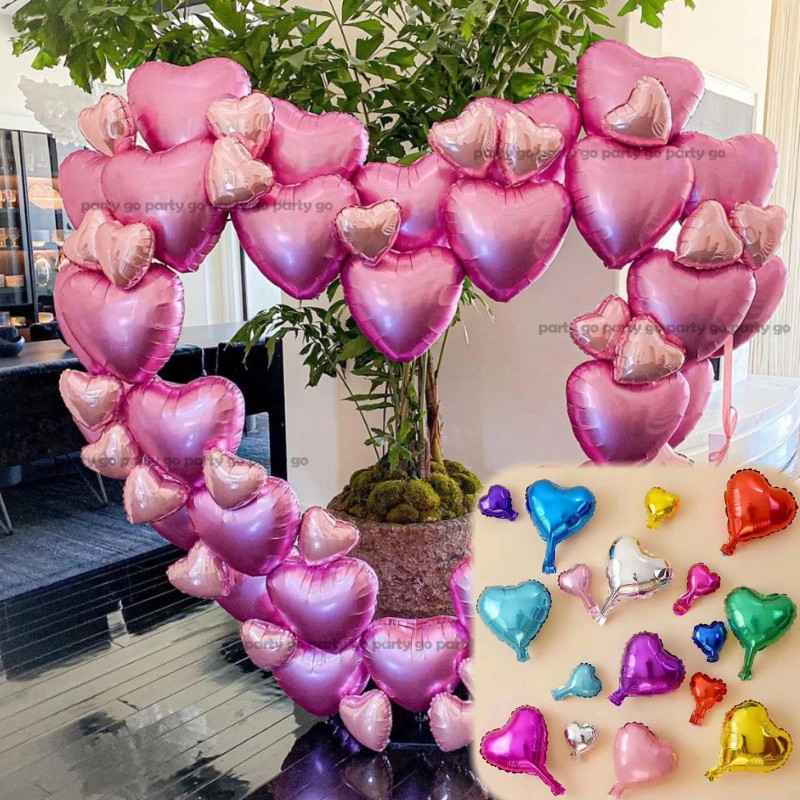 Set 50 bong bóng hình trái tim kích thước 10 inch dùng để trang trí bữa tiệc