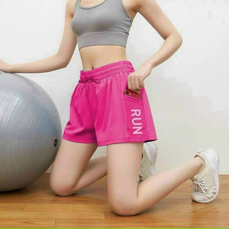Quần đùi 2 lớp Run tập gym-yoga-aerobic có túi 2 bên