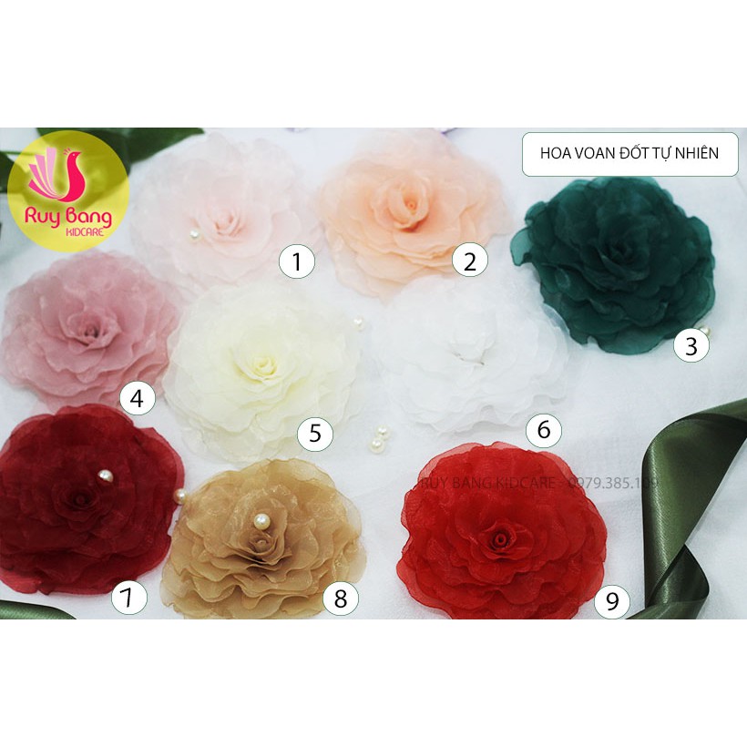 [Mã SKAMLTSM9 giảm 10% đơn 99K] Hoa vải - hoa voan handmade làm cài áo, váy cao cấp