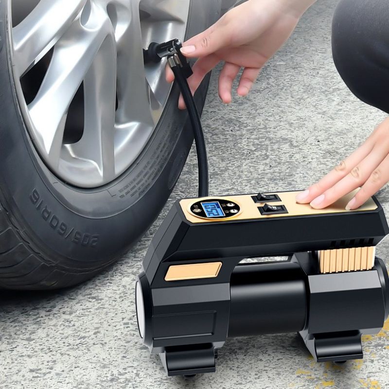 Bơm Ô Tô Xe Máy 12V Tích Hợp Đèn Pin ,Sử Dụng Điện Trên Tẩu Sạc