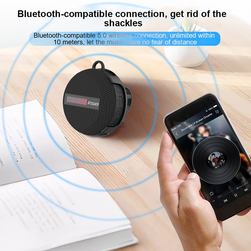Loa Bluetooth Không Dây INWA Chống Nước Ipx65 Có Màn Hình LED Cho Xe Đạp / Xe Máy