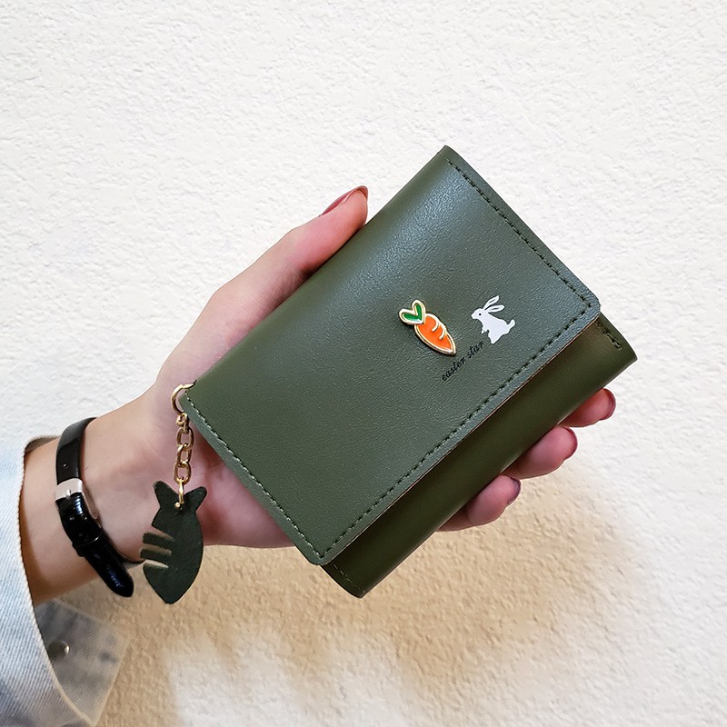 Ví Ngắn Đựng Thẻ / Tiền Xu Chống Trầy Xước Hình Thỏ Dễ Thương Phong Cách Hàn Quốc Cho Nữ