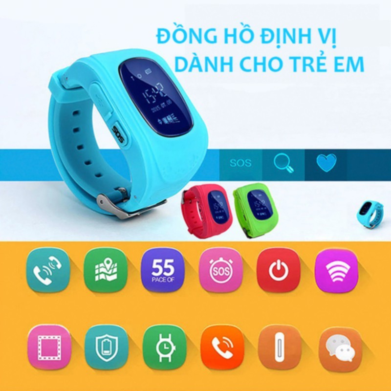 Đồng Hồ Định Vị Trẻ Em, nghe gọi 2 chiều Q50 - Chống nước -DC2888