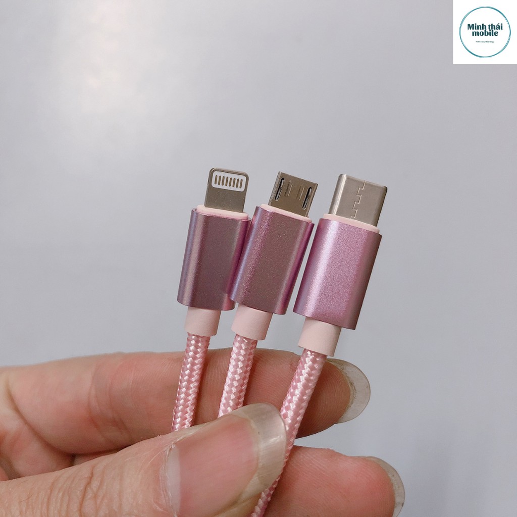 (12 tháng BH) Dây Cáp Sạc kivee 3 đầu Chính Hãng Cho Điện Thoại Iphone Samsung Oppo