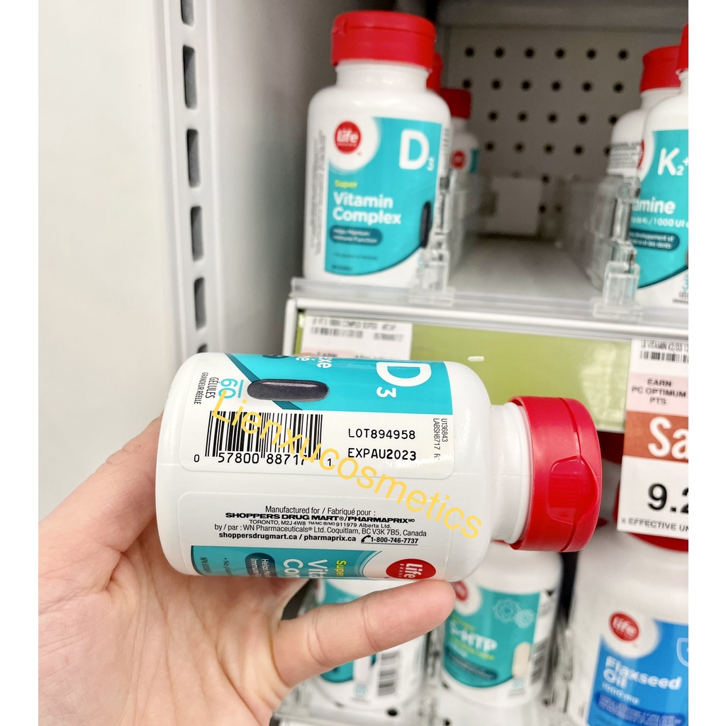 Viên uống D3 complex Life brand Canada 60 viên; HSD 2025