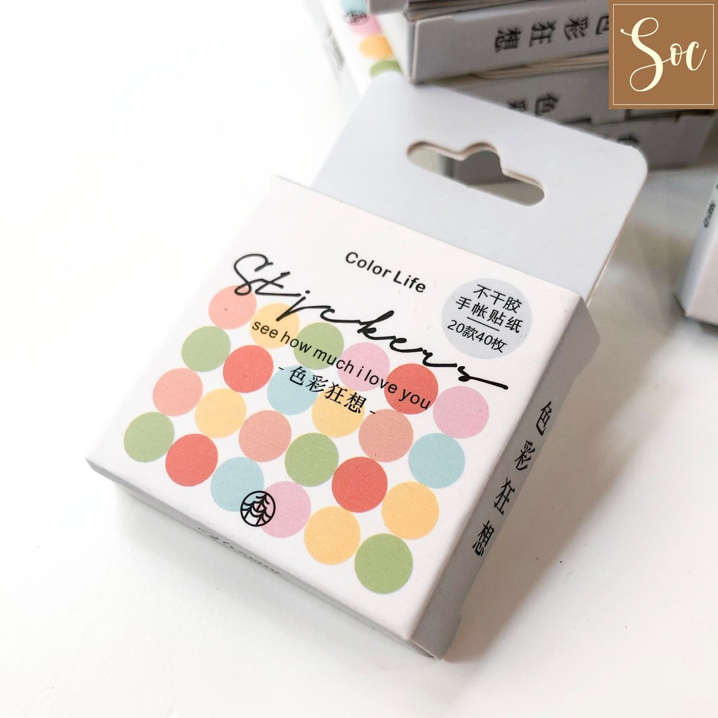 Hộp sticker Hisome Dot Tròn 40 miếng/set
