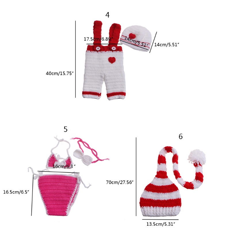 Set 2 / 3 Món Đồ Đan Len Xinh Xắn Cho Bé Sơ Sinh Chụp Ảnh