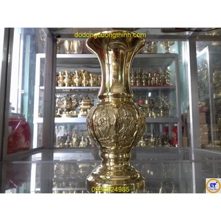 Bình bông tám vị bát tiên 24cm bằng đồng gọn