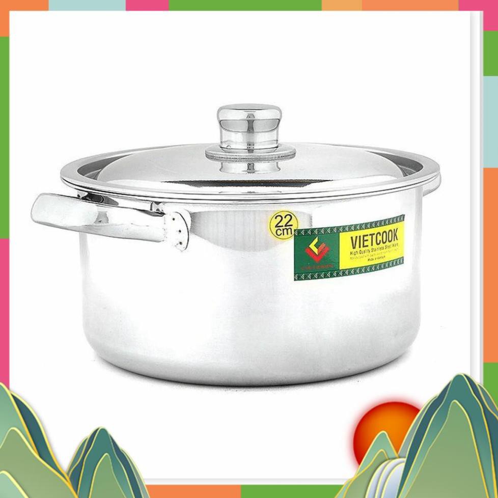 Nồi inox Vietcook nắp inox 3 đáy- size 18cm