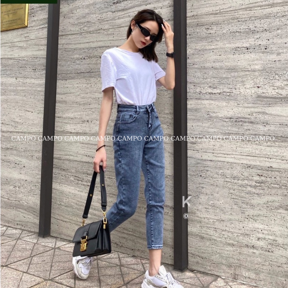 Quần bò dáng boy Campo ghi đá quần jeans co giãn 4 chiều siêu đẹp