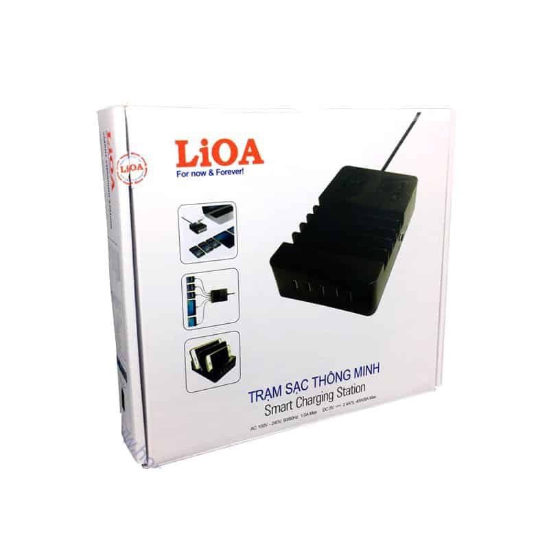 Trạm sạc thông minh LiOA 5 cổng usb 5V-2.4A/ 2 ổ cắm đa năng Dây 2m 2D22N5USB - Chính hãng