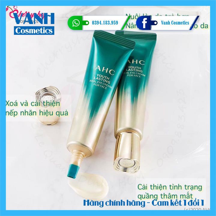 |Đủ Size- mới nhất 2021| Kem Mắt AHC ULTIMATE REAL EYE CREAM FOR FACE - Vanh Cosmetics