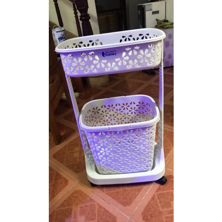 Kệ Nhựa 2 Tầng Có Bánh Xe Duy Tân
