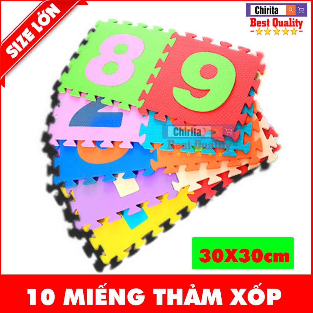 10 Tâm Thảm Xốp Trải Sàn Ghép Hình Chữ Số - Miếng Xốp Lót Sàn Cho Trẻ