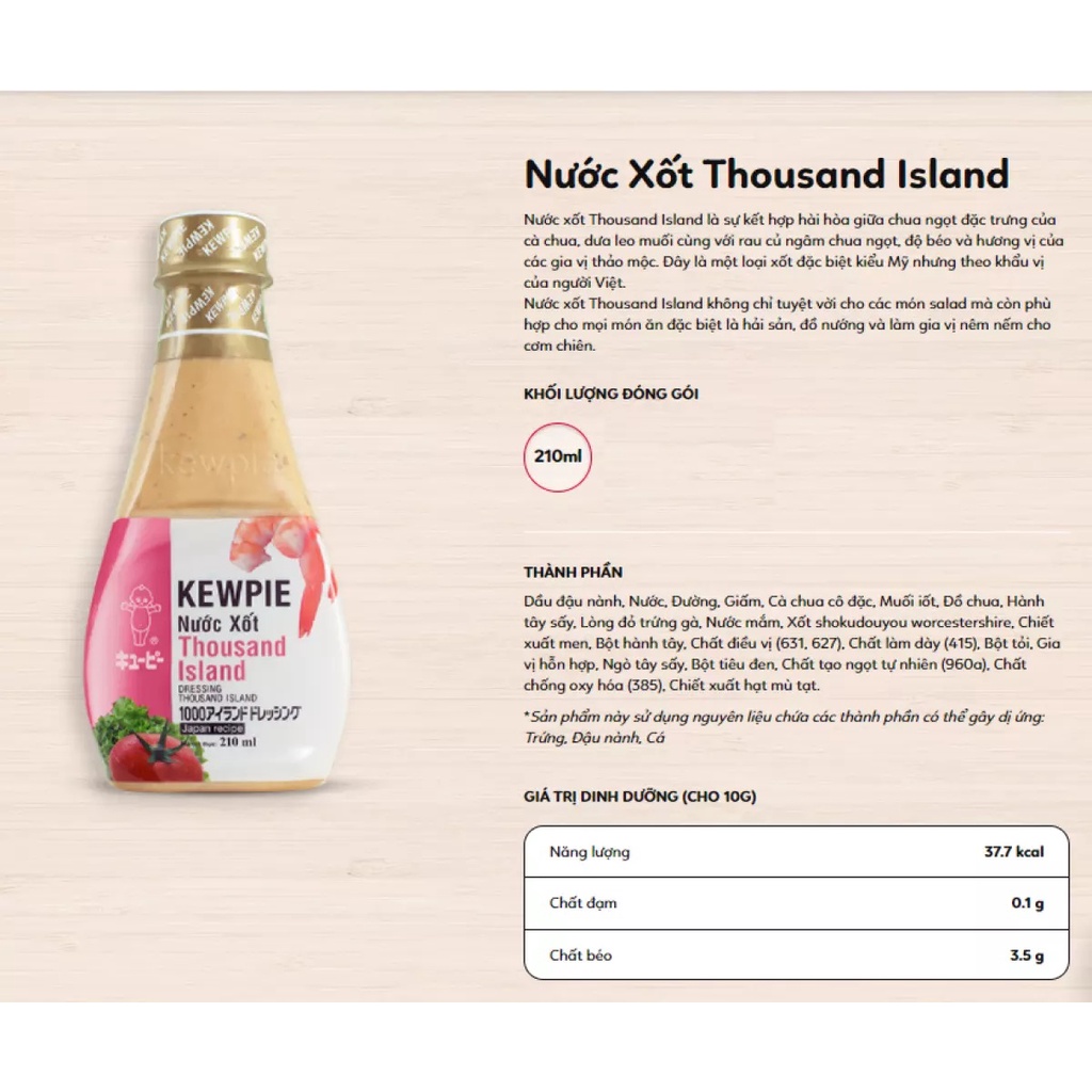 Nước xốt Kewpie Thousand Island chai 210ml