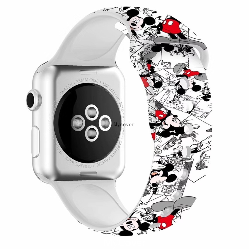 Dây Đeo Silicon Hình Chuột Mickey Cho Đồng Hồ Thông Minh Apple Watch Series 5 4 3 2 1 38mm 42mm 40mm 44mm