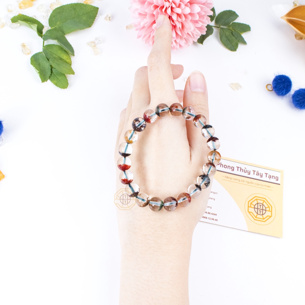 Vòng Tay Phong Thuỷ Đá Ưu Liinh Đa Sắc Tự nhiên [TẶNG HỘP GỖ] nữ mệnh Kim Mộc Thuỷ Hoả Thổ - Phong Thủy Tây Tạng