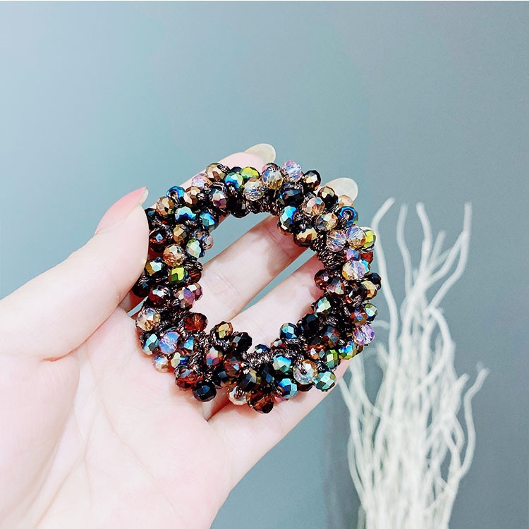 Dây Buộc Tóc Đính Pha Lê Resin Màu Cầu Vồng Hai Cách Sử Dụng Hàng Mới Cho Nữ