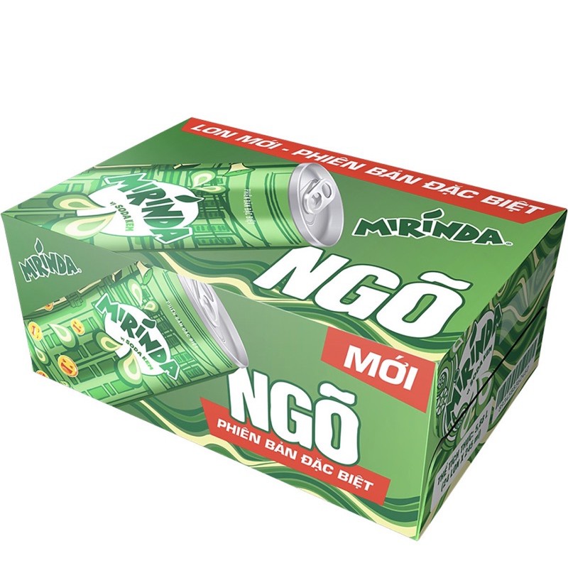 Thùng 12 Lon Nước Giải Khát Có Gas Mirinda Vị Soda Kem Lon Cao (245ml)