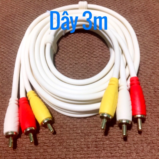 Dây av 6 đầu loại 3m, dây video audio, dây hoa sen