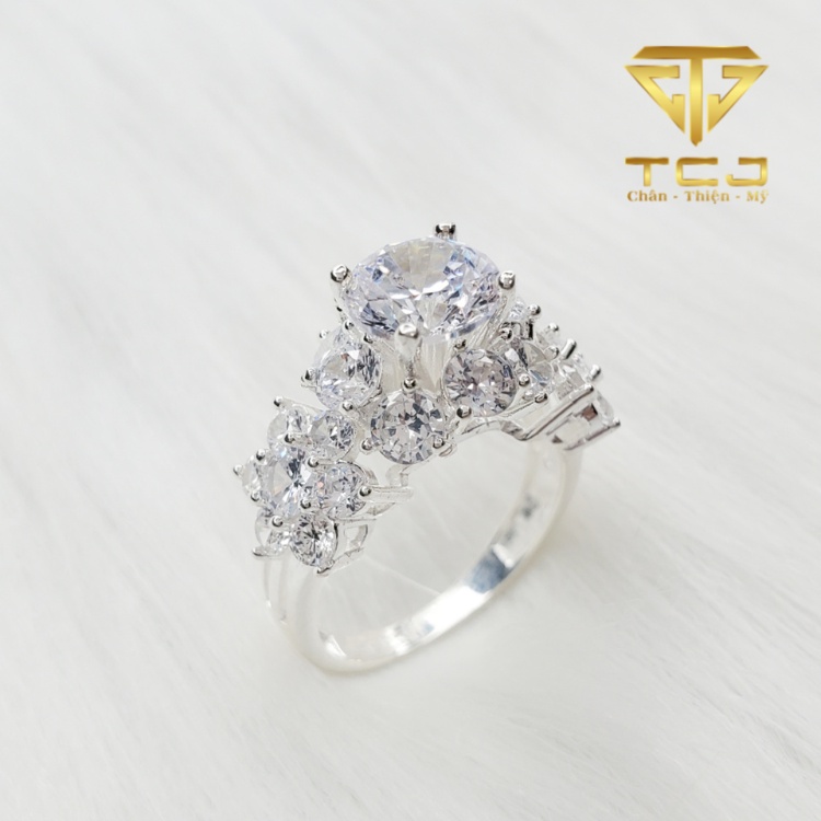 Nhẫn nữ bạc ý 925 thiết kế 3D sang trọng RD0038 Trang sức Toàn Cầu TCJ