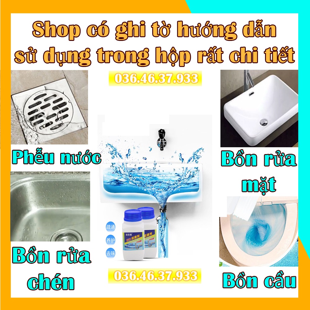 Bột thông cống bồn cầu cực mạnh chất phân hủy dầu mỡ bồn rửa chén An toàn cho đường ống