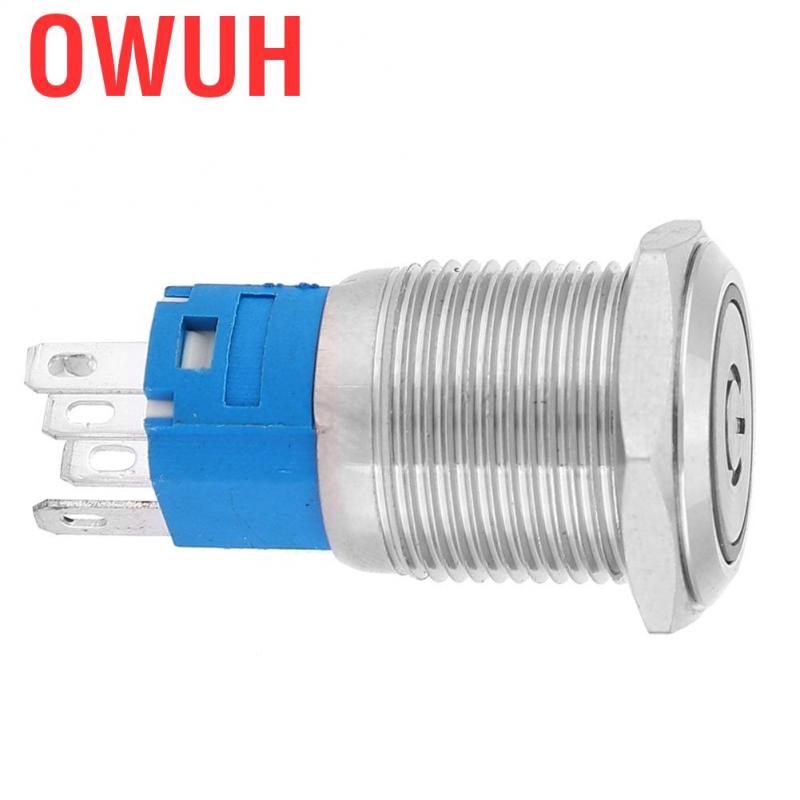 Nút công tắc tròn phẳng tự phục hồi có đèn LED với biểu tượng nguồn 16mm 12V