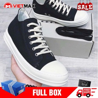 SALE Giày Thể Thao Rick Owen Đen Trắng Cổ Thấp Full Box (Kèm Hộp)