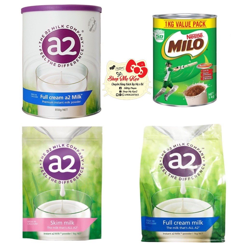 ❤️(Date 2/2024) Sữa A2 Úc Nguyên Kem/Tách Kem/Milo Hộp Mẫu Mới 850G Chính Hãng Giá Tốt ❤️