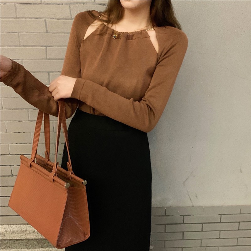 Áo Kiểu Thiết Kế Cổ Yếm Phối Tay Dài Thanh Lịch Thời Trang Mùa Thu Cho Nữ | BigBuy360 - bigbuy360.vn