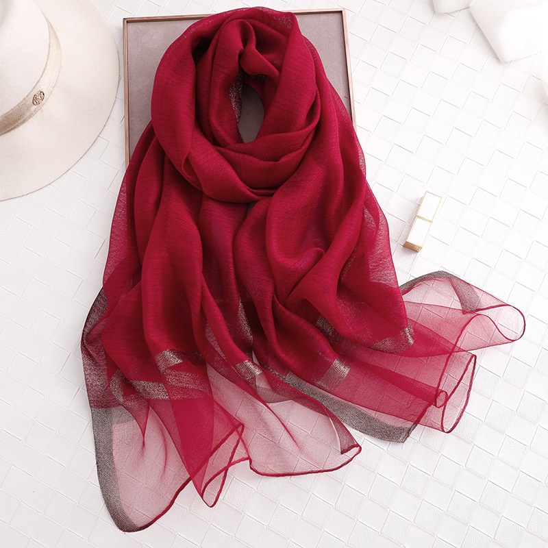 Khăn Choàng Lụa Acrylic Màu Sắc Trơn Dáng Dài Chống Nắng Thời Trang Mùa Thu Cho Nữ