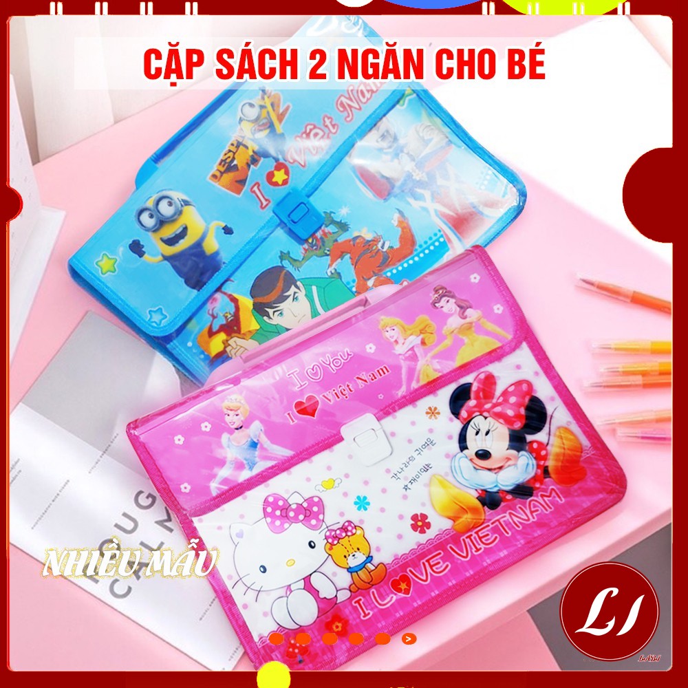 Cặp sách nhựa 2 ngăn DISNEY chống thấm cho bé đi học thêm- QATE0107