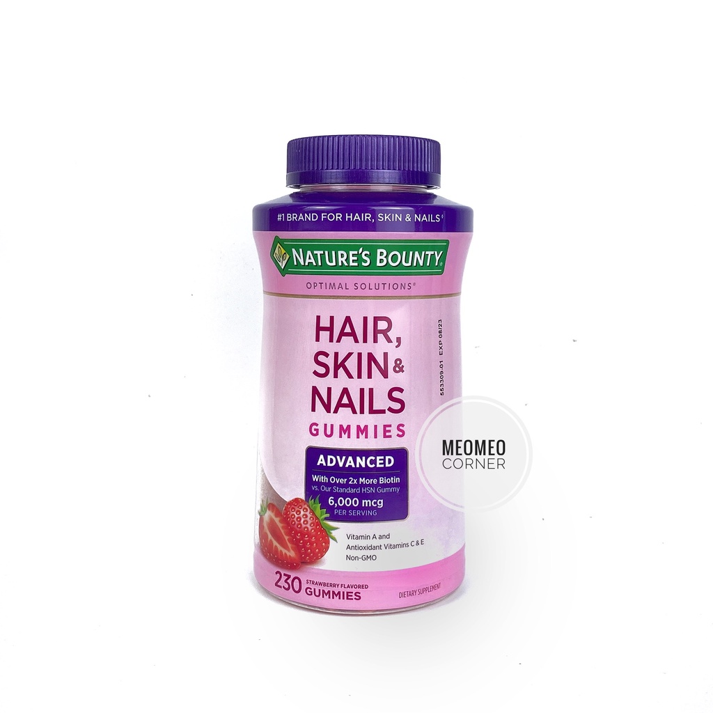 [ Gấp đôi Biotin] Kẹo dẻo Nature's Bounty Hair Nails Skin 80v Gummies