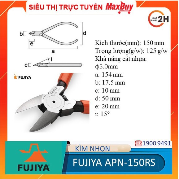 Kìm cắt nhựa lưỡi tròn Fujiya APN-125, 150RS, cách điện, cách nhiệt an toàn