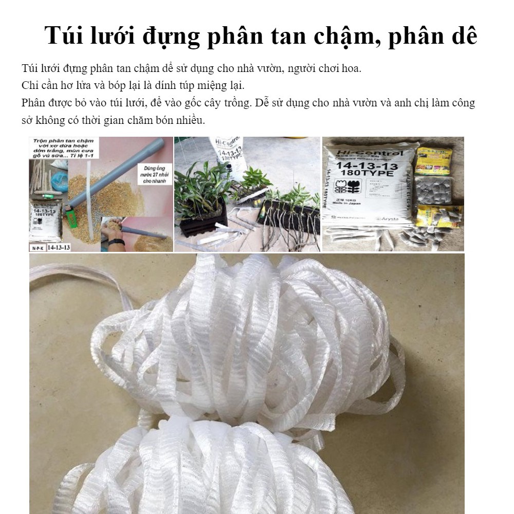 Túi lưới đóng phân dê, phân tan chậm 100gram