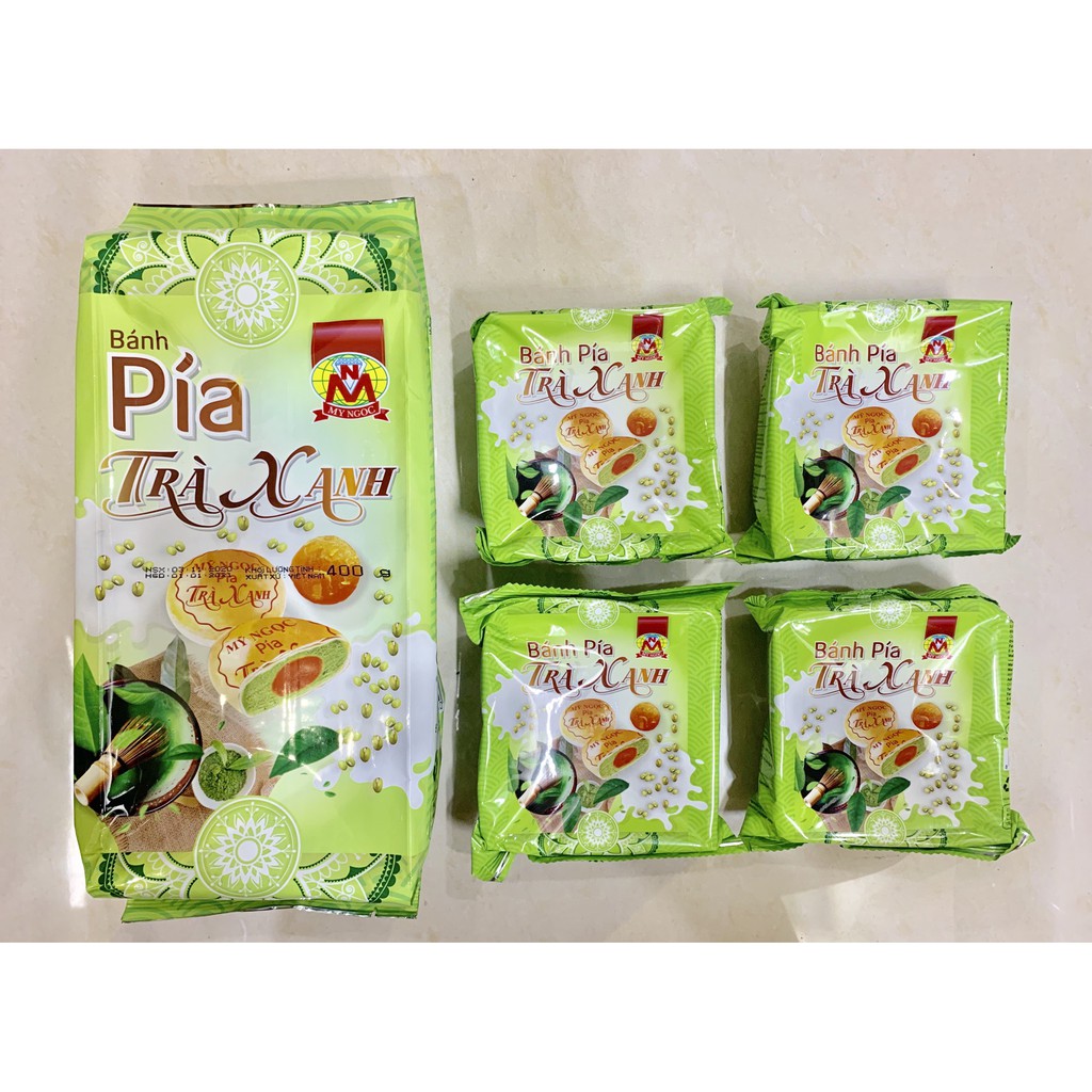 Mỹ Ngọc _ 380g Bánh pía TRÀ XANH [KHÔNG SẦU RIÊNG] - Green Tea Pia Cake 380g [NO DURIAN]