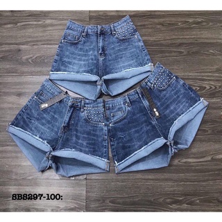 Quần short jean co giãn có đính cườm size33 - size38 cho nữ trên 55kg