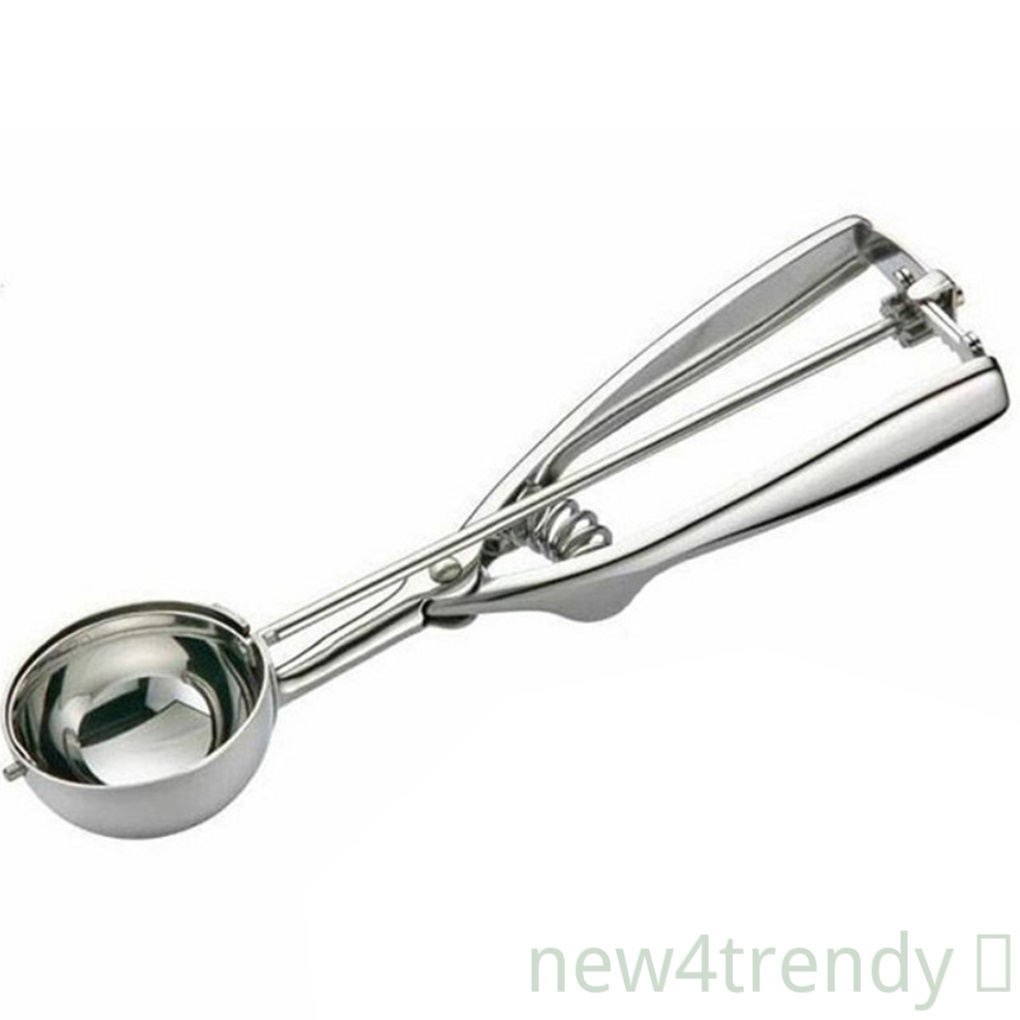 [NEW4]Ice Cream Scoop Trigger Metal Cookie Spoon Melon Baller Stainless Steel Dough Spoon Scooper
