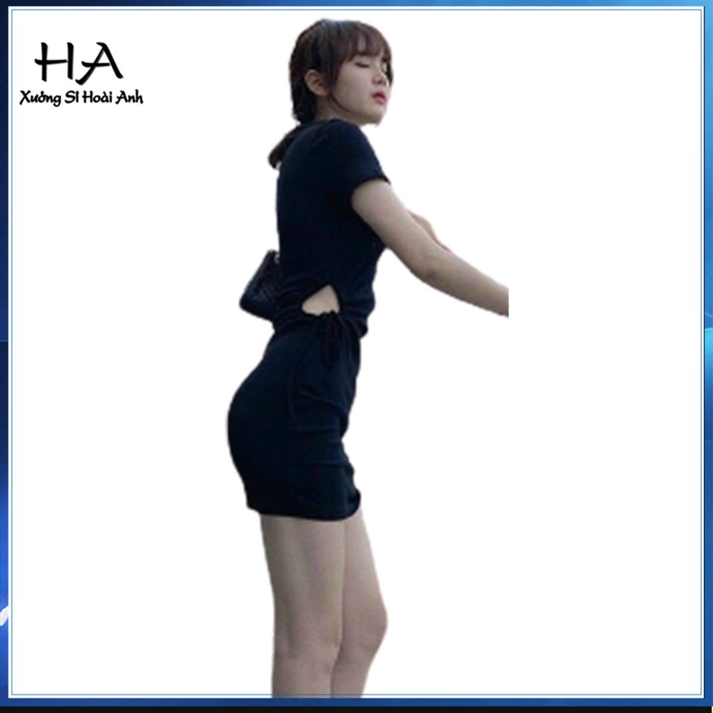 Váy Đầm Body Rút Dây Hở Eo Freesize &quot;ĐẦM RÚT DÂY HỞ EO NHÚN BỤNG 1 Bên Hông