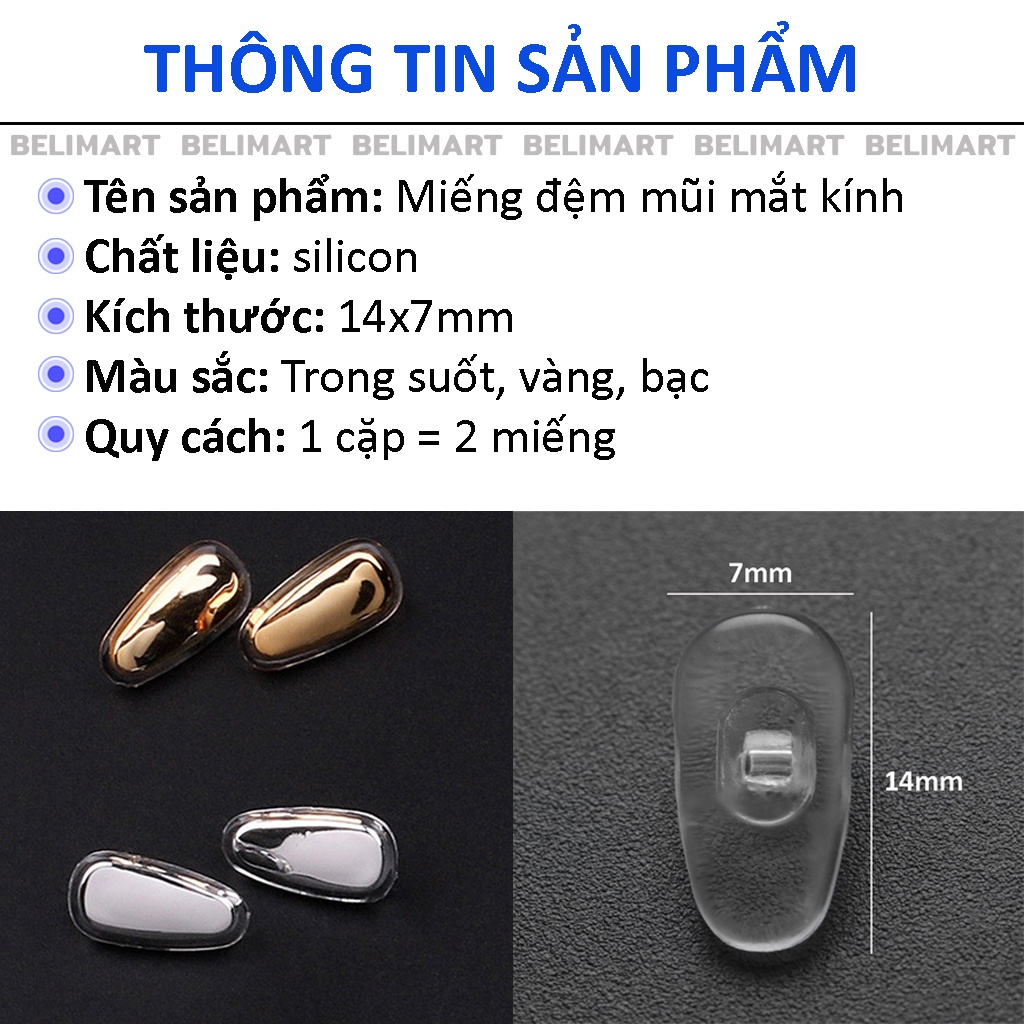Đệm mũi mắt kính chất liệu silicon mềm cao cấp, giúp chống trượt và rơi kính Beli BL024