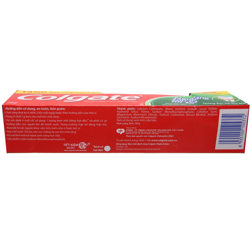 TẶNG KÈM BÀN CHẢI Kem đánh răng Colgate ngừa sâu răng tối đa 225g