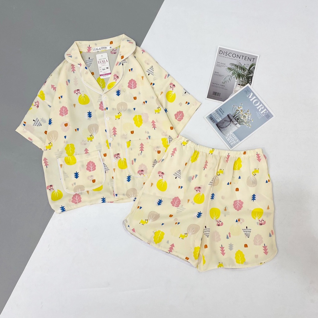 Pijama đùi tiểu thư lụa latin phối hàn♥️Freeship♥️mềm mịn, thoáng mát♥️bao đẹp♥️bao giặt máy