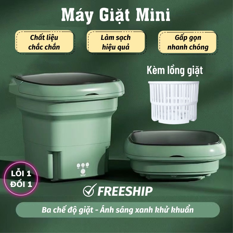 Máy Giặt Mini Gấp Gọn Có Lỗ Thoát Nước Máy Sấy Quần Áo Khử Khuẩn Cao Cấp Moda.H