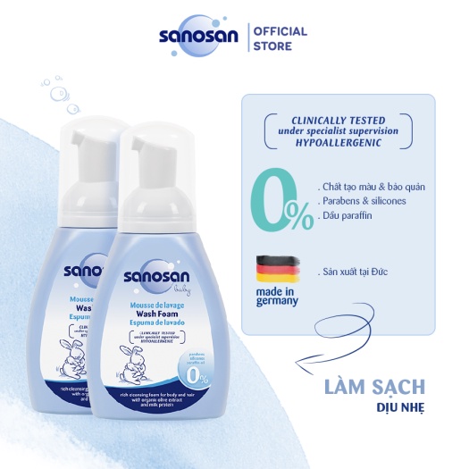 Sữa tắm cho bé gội dịu nhẹ Sanosan chiết xuất olive hữu cơ dung tích 250ml