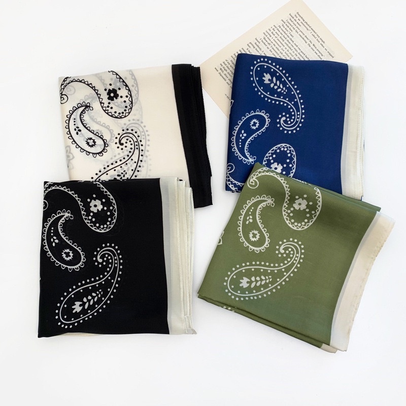 Khăn bandana lụa vuông choàng cổ turban cột áo yếm size 70cm - Maben