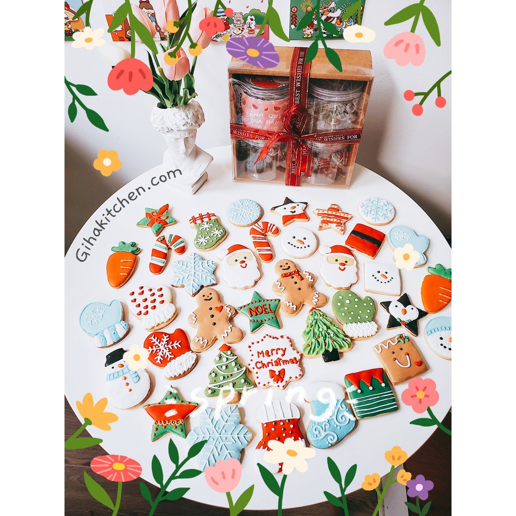 SẴN HÀNG | Set bánh quy giáng sinh ông già Noel, Snow man, bánh người gừng kèm hộp đem tặng xinh xắn. | BigBuy360 - bigbuy360.vn