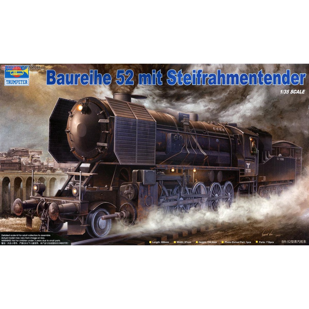 MÔ HÌNH LẮP RÁP TRUMPETER - TÀU HỎA XE LỬA 1/35 WWII GERMAN ARMY LOCOMOTIVE BR52