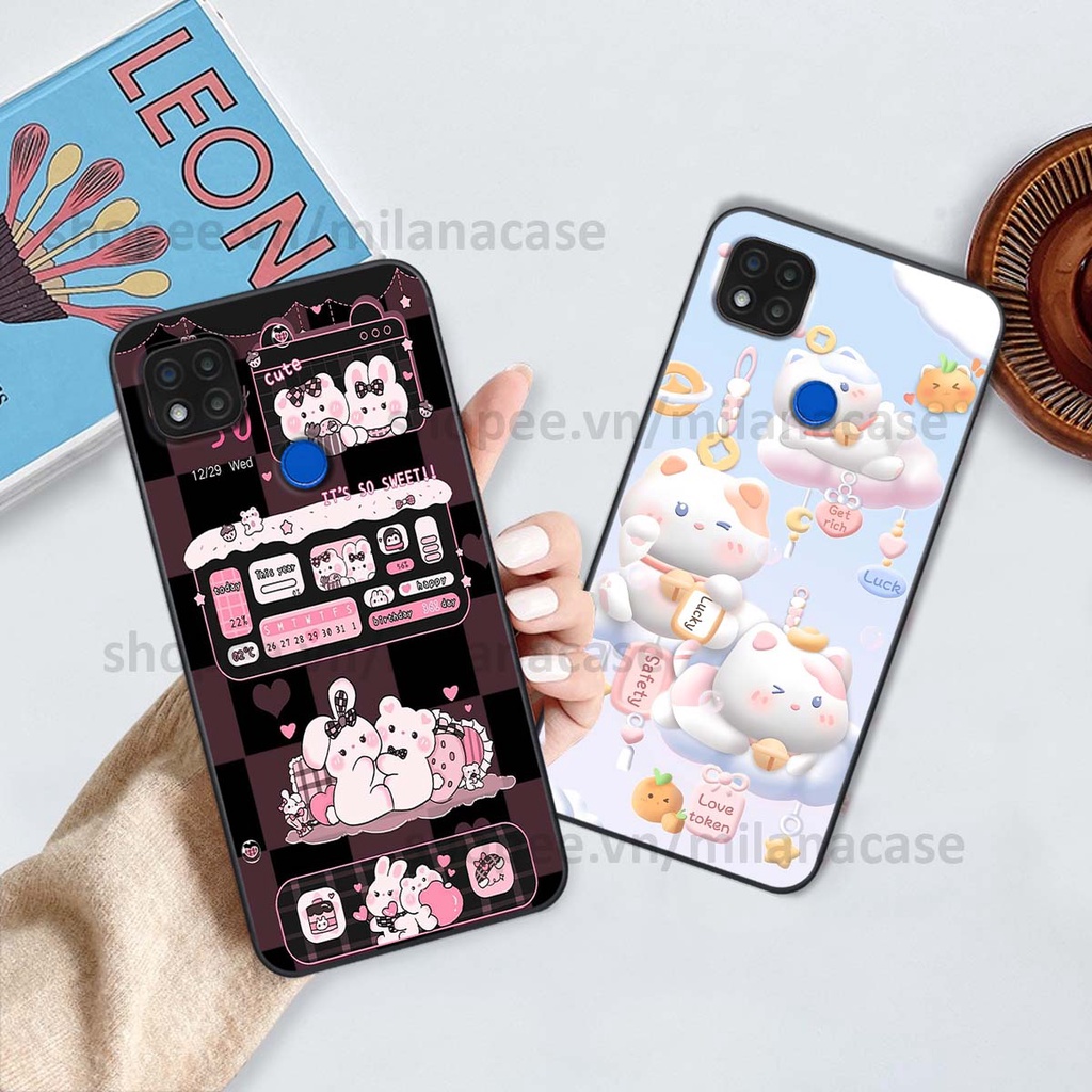 Ốp Xiaomi Redmi 9C hình đồng hồ icon gấu mèo cute cực dễ thương ngộ nghĩnh