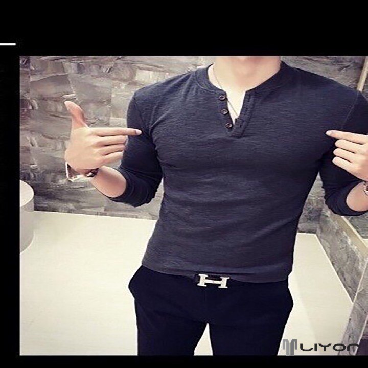 Áo thun nam trơn tay dài cổ kim - TATD3001 | BigBuy360 - bigbuy360.vn